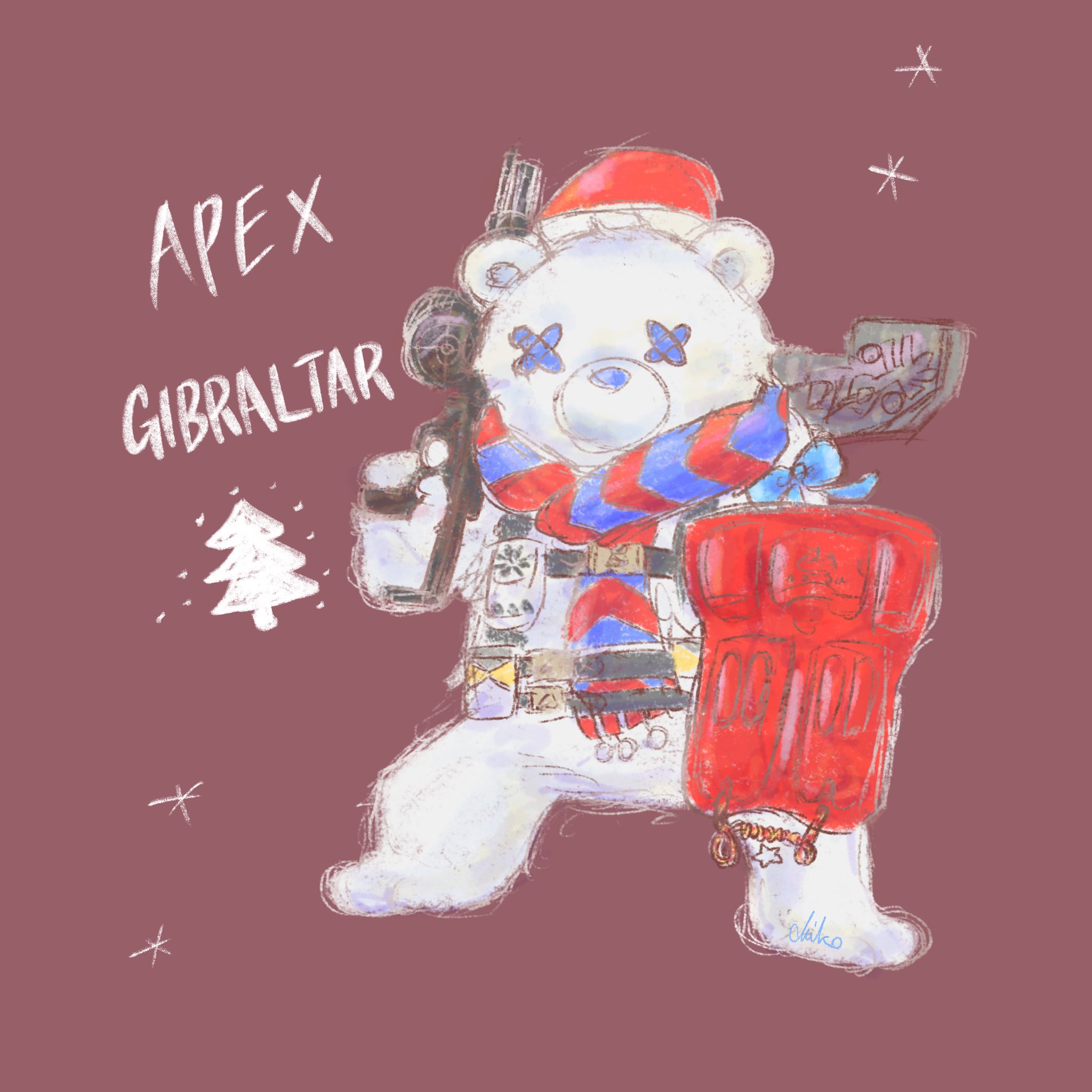 チコ Auf Twitter 可愛すぎて衝動描きʕ ʔ くまジブ ジブラルタル Apex Apexイラスト