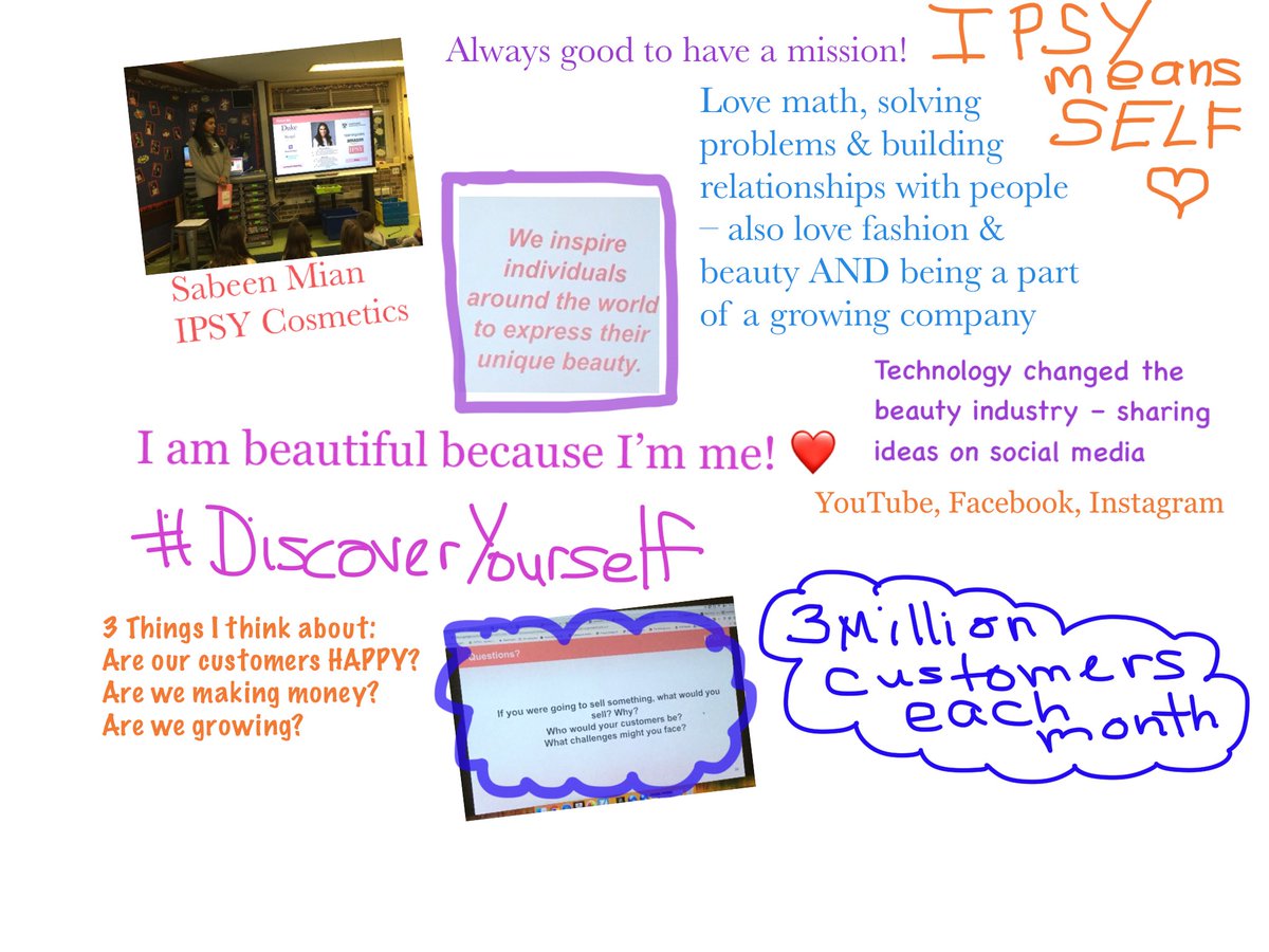 CBBoyer2's tweet photo. Shout out to Sabeen Mian–mom &amp; @IPSY exec for an awesome #ExpertLecture this morning. Promoting positive self image and appreciating the beauty in everyone! ❤️ #HeathcotePride https://t.co/lzDwrbXn0n