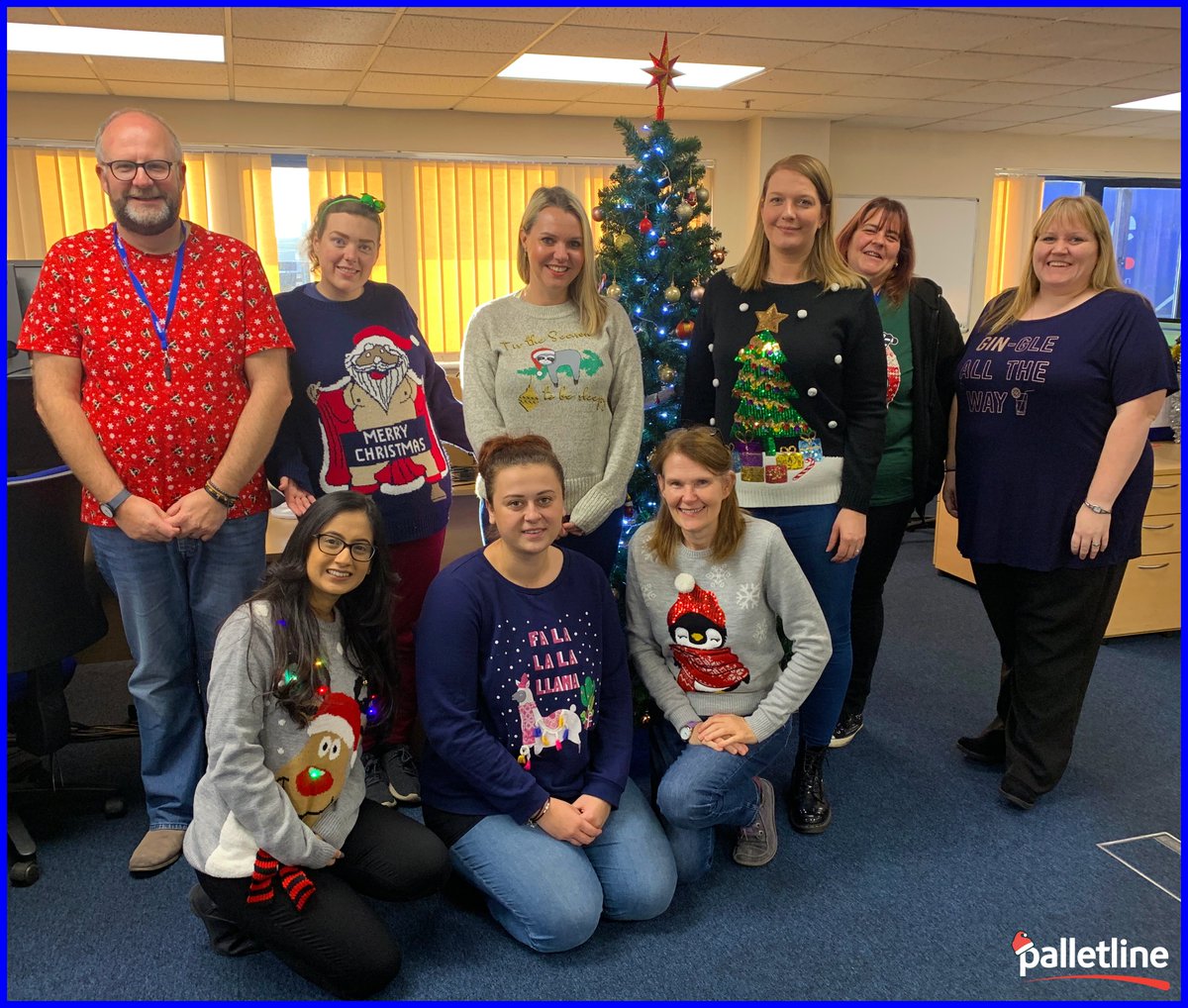 palletline's tweet photo. Christmas Jumper Day at the Birmingham Hub..
#ITDepartment #Clientservices #Amazonteam #Marketing #Palletline #Logistics #Christmasjumperday https://t.co/LNliWx0Upc