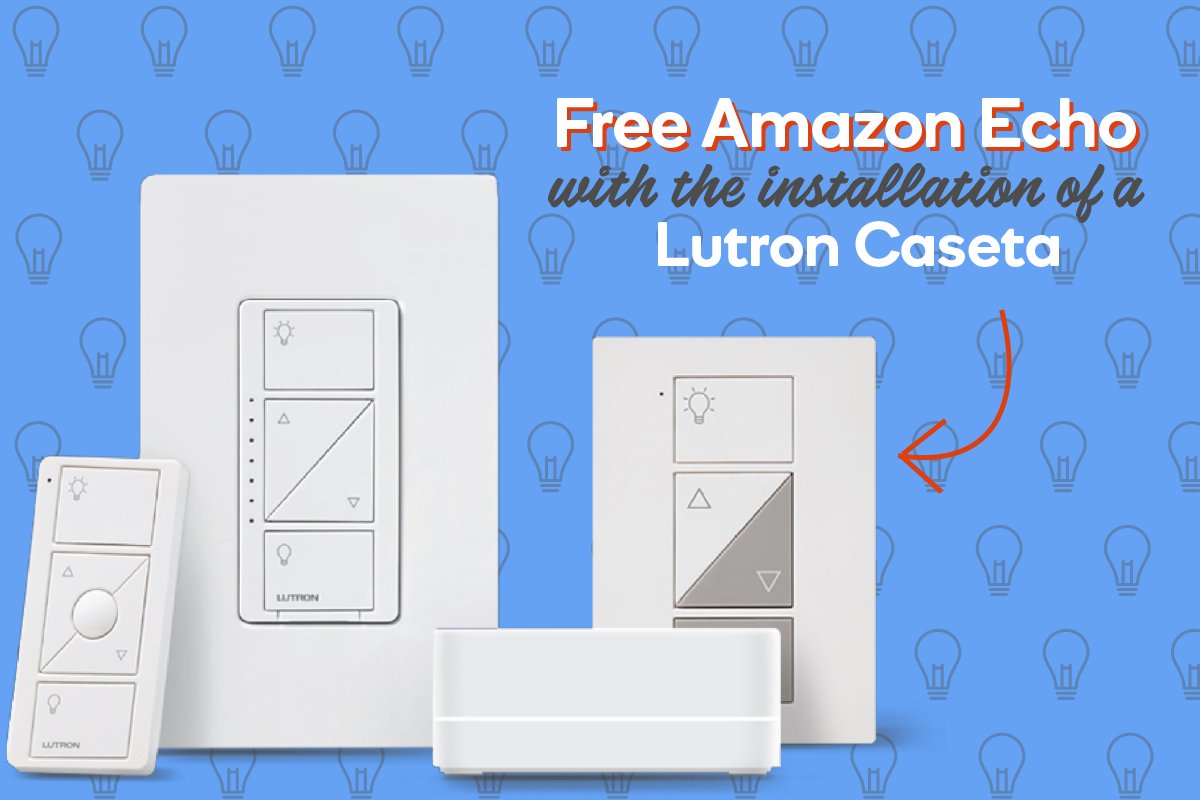 TIC_LLC's tweet photo. With any new installation of a Lutron Caseta or an RA2 select bridge, you'll receive a free Amazon Echo! Now until January 10. https://t.co/4CwWUDRnY2