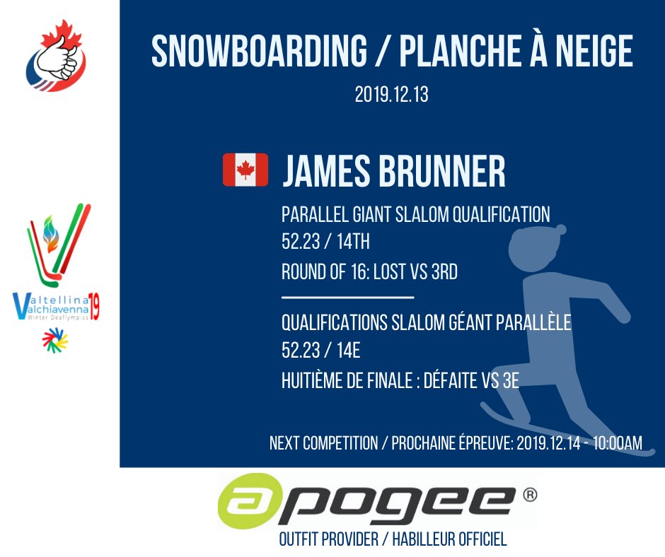 ASSC_CDSA's tweet photo. First snowboarding competition day for James Brunner today! 
This is a huge step for James! It's his first participation to the Deaflympics! 
#GoCanadaGo #Deaflympics2019 #CDSA2019 #VictoryAlwaysFelt #Sports #Deaf #TeamApogee https://t.co/JpaqIqxk9j