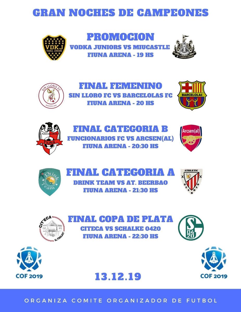 ¡ES HOY! Luego de una larga espera, los mejores equipos de #FIUNA definen hoy quiénes formarán parte de la historia. Épico cierre en la #NochedeCampeones 2019, ¡les esperamos a todos y todas hoy con grandes partidos y sorpresas a partir de las 19hs! 🤩❤️⚽🏆🥇🥈🥉 #COF2019
