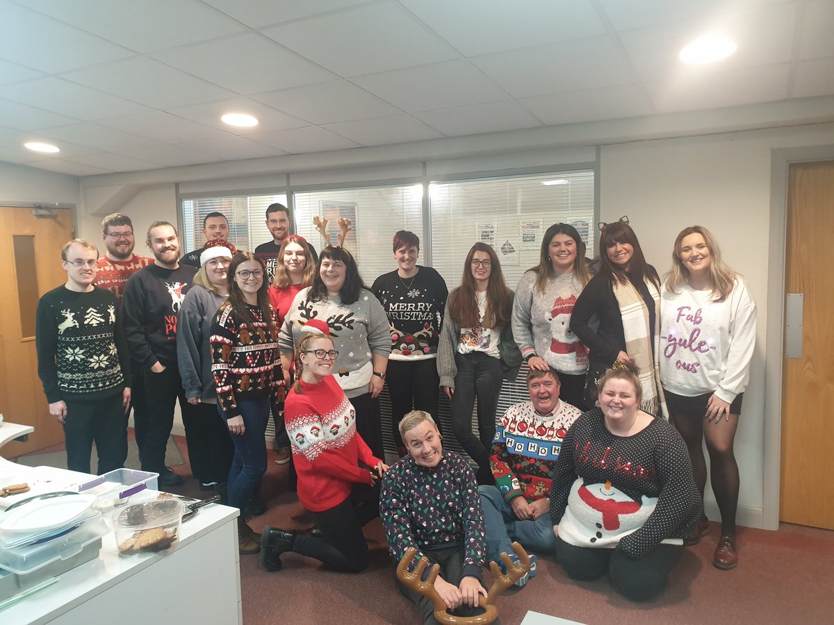 buxton_press's tweet photo. Here are a few of our fab staff members loving life on #ChristmasJumperDay2019 🎅🎄 We've managed to raise lots of money for @savechildrenuk and we've also done our very own Secret Santa❤️🎁 It's beginning to look a lot like Christmas 🎶 https://t.co/1p4LDCHm6K