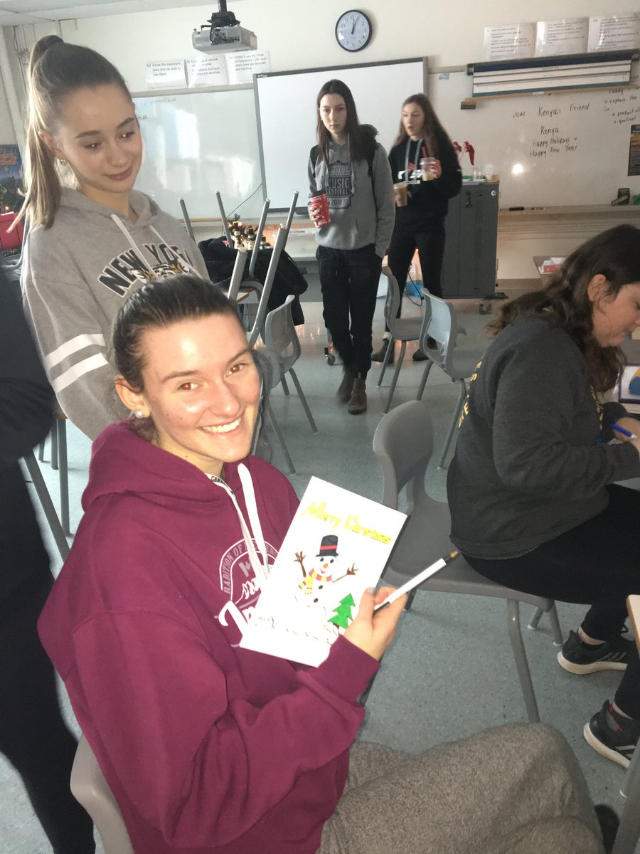 jsheareeves's tweet photo. A month of caring continues at #KRHS #AgPros hosted a card making lunch hour activity to share their gratitude with Rugatene Secondary School- our twinned school in Kenya through @fhfcanada Everyone enjoyed homemade cookies, hot chocolate & sharing in the holiday spirit. https://t.co/WarYV6AOzf