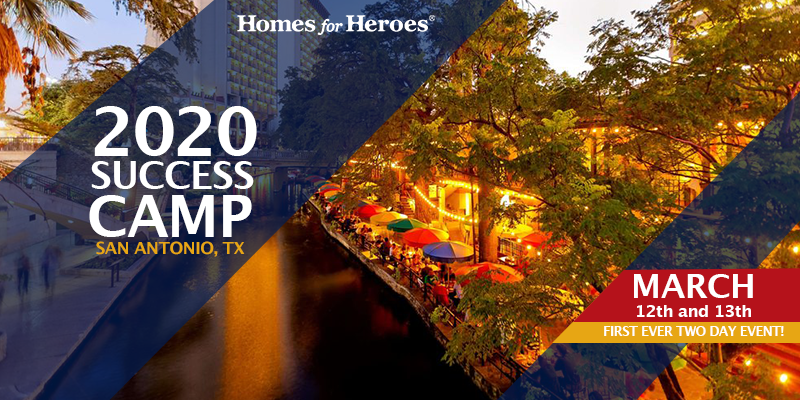 HomesForHeroes's tweet photo. Are you a real estate agent or mortgage lender looking to grow your business in 2020? Join Homes for Heroes in San Antonio for #SuccessCamp this March to learn how! Get your ticket🎟 here: https://t.co/AO4BWpCFyM https://t.co/Z9rgQLztzx