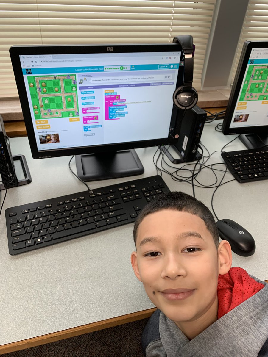 These 5th graders were so proud to solve the challenge problem while learning about “Until Loops”. Great work! <a href="/codeorg/">Code.org</a>