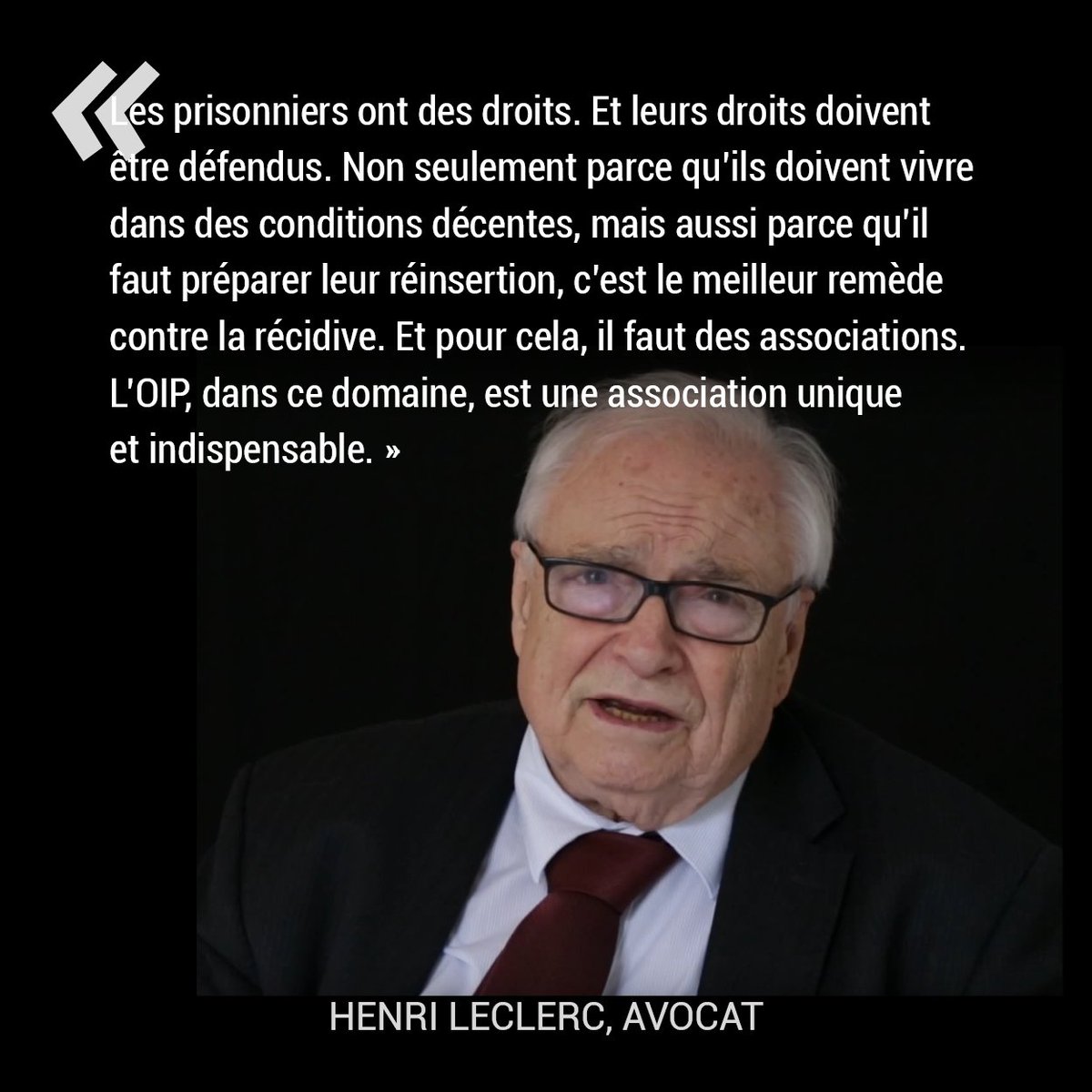 #IlsNousSoutiennent 'Les prisonniers ont des droits. Et leurs droits doivent être défendus. L'OIP, dans ce domaine, est une association unique et indispensable.' Et c'est #HenriLeclerc que le dit... ☺️ 
Pour soutenir l'#OIPenDanger, c'est par ici 👉 bit.ly/2rMzlPd