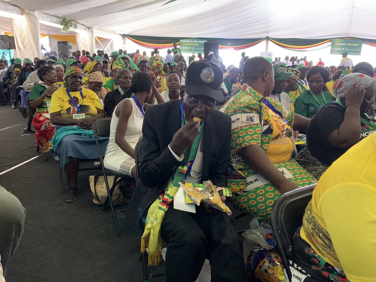 bbmhlanga's tweet photo. Zanu PF has a delegation of 7000 people at its 18th people’s Conference each person was given a packet of Spuds that cost $16.99 translating to an amazing $119 000,00 for the chips alone https://t.co/OvrekJidjZ