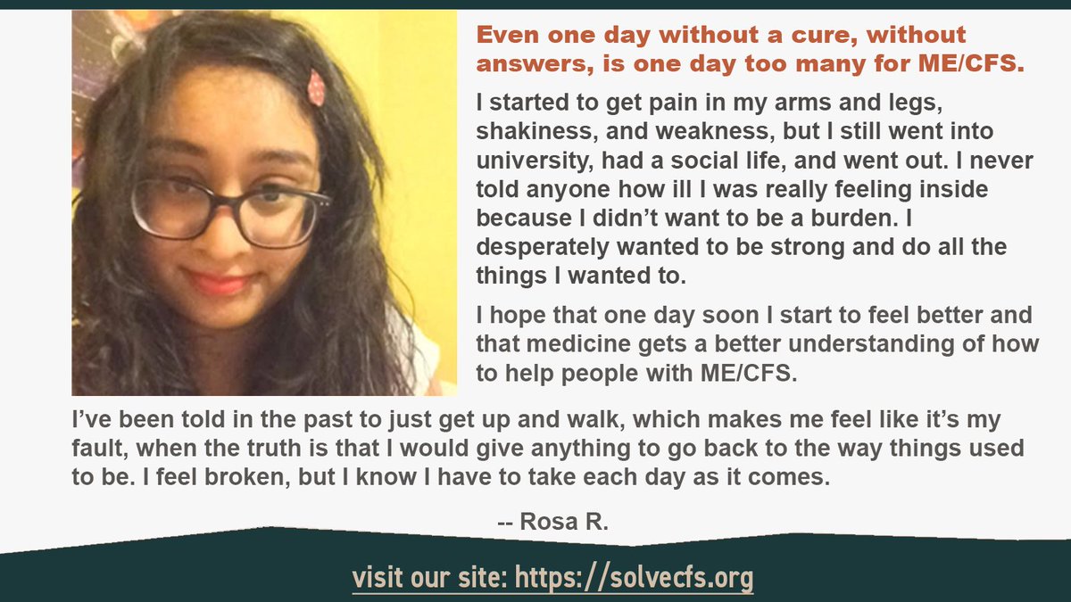 PlzSolveCFS's tweet photo. The chronic exhaustion, weakened muscles, and aches and pains accompanying ME/CFS are completely debilitating. There is no FDA-approved treatment, and patients often suffer for life. But we still find ways to move forward. #MECFS #HOMECFS
https://t.co/ftAQDrHm7l https://t.co/KSKrIXgI4e