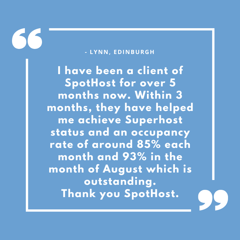 As always, we love hearing back from our happy #superhosts ⭐️⭐️⭐️⭐️⭐️⁠
.⁠
🔹𝙏𝙧𝙪𝙨𝙩 𝙩𝙝𝙚 𝙃𝙚𝙧𝙤𝙚𝙨 𝙤𝙛 𝙃𝙤𝙨𝙩𝙞𝙣𝙜 🔹⁠
⁠.

➡️ spothost.co.uk
.⁠
⁠
#airbnbhosts #airbnbhomes #edinburgh #edinburghcity #glasgow #glasgowcity #propertymanagers