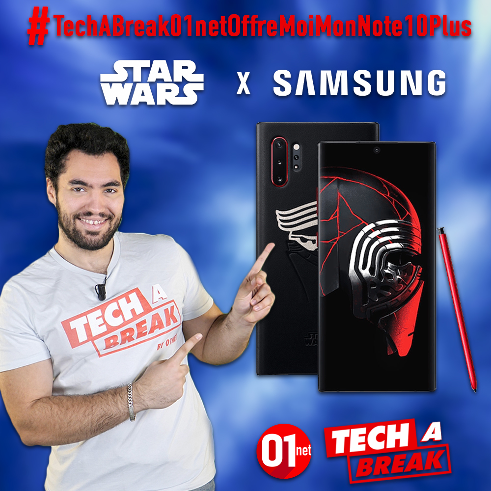 01net's tweet photo. À l'occasion de la sortie du nouveau film, tentez de gagner le pack Star Wars x Samsung (Galaxy Note 10+ &amp; Galaxy Buds customs + accessoires) 

Pour participer : 

- RT ce tweet
- Follow @01net &amp; @SamsungFR 
- Tweetez avec le #TechABreak01netOffreMoiMonNote10Plus (oui c'est long) https://t.co/T5PpzWtkeL