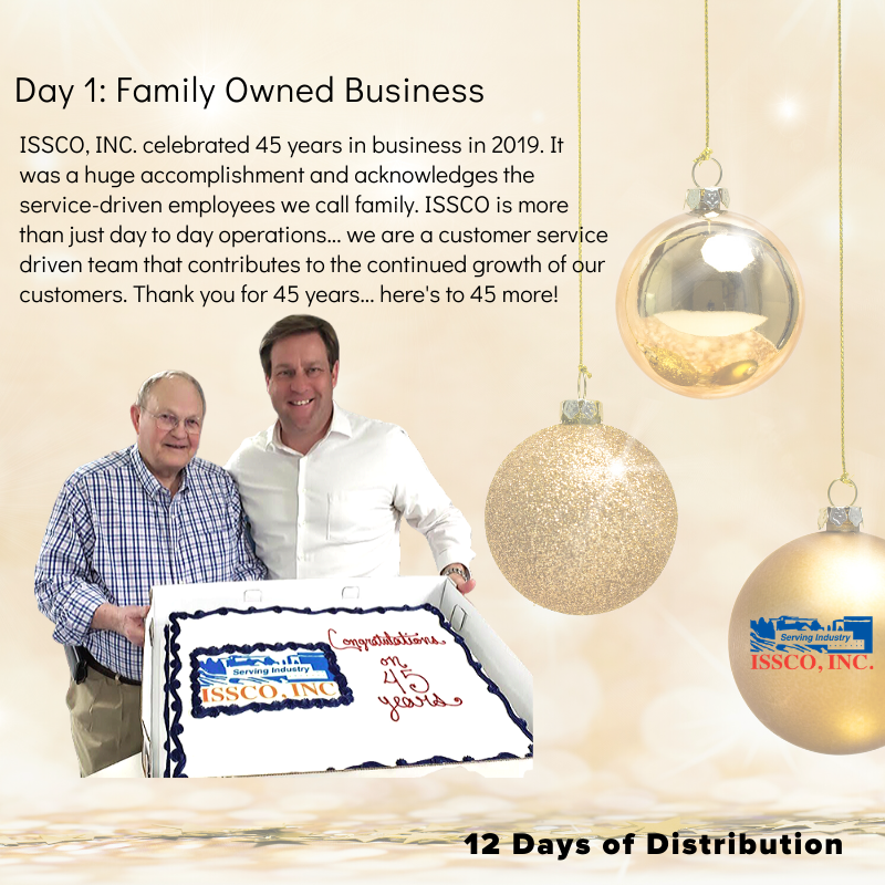 issco_inc's tweet photo. It's that time of year again...@issco_inc launches #12DaysofDistribution! Day 1 focuses on our family owned and operated business in Lee's Summit, MO. @issco_inc celebrated 45 years in business in July, and credits it all to our customers and employees! #FastenerDistributor https://t.co/jeTZ0o7w6I