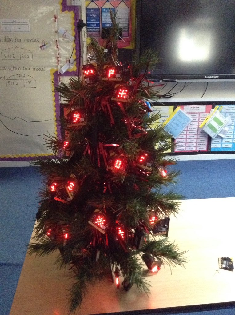 Our fabulously decorated Micro:bit tree.