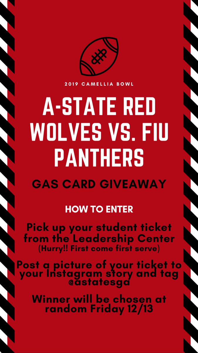 astatesga's tweet image. ‼️STUDENTS‼️ 
Are you headed to the bowl game next week??? Let us help make your trip cheaper!! Free tickets available in the Leadership Center &amp;amp; once you pick up your ticket, enter to win a gas card for the trip!🏈🐺‼️