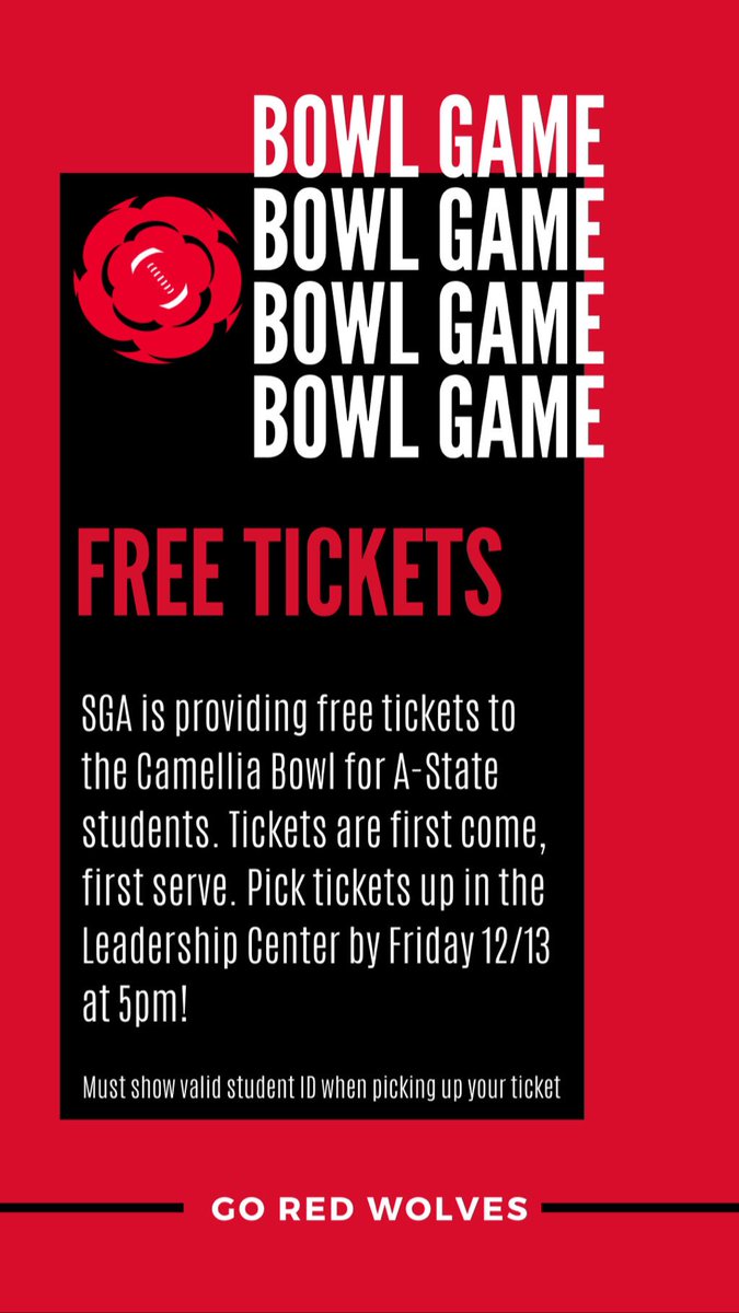astatesga's tweet image. ‼️STUDENTS‼️ 
Are you headed to the bowl game next week??? Let us help make your trip cheaper!! Free tickets available in the Leadership Center &amp;amp; once you pick up your ticket, enter to win a gas card for the trip!🏈🐺‼️