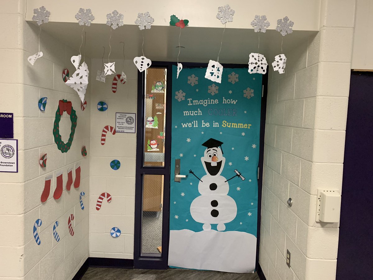 whsmrsb's tweet photo. Holiday Door Contest!!! “Imagine how much cooler we’ll be in summer” as graduates! ⛄️❄️🎄 #seniors2020 https://t.co/rJG1fe6TK9