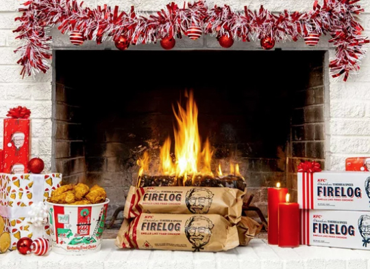 showroomatrube's tweet photo. Your home can smell like a bucket of KFC this holiday season! It's #KFC's Extra Crispy Fire Log, back by popular demand for a limited time #recycleable #atwalmart #perfectwhitelephant https://t.co/f0P2NRqDdg