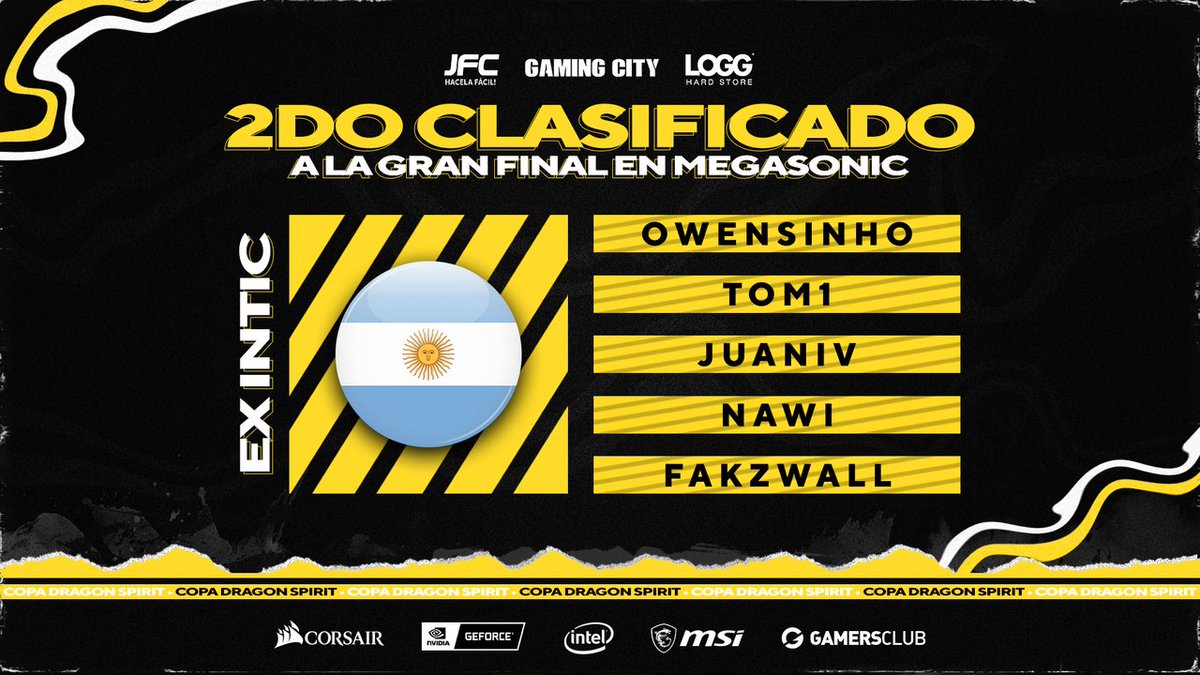 GamersClubCSes's tweet photo. ¡El segundo equipo clasificado a la #CopaDragonSpirit en el @megasonic_arg son los chicos de #ExIntic! ¡Nos vemos mañana muchachos!
👥@OwensinhoM, @tom1jed, @Juanivk, @fakzwall y @nawwicsgo
🏟️La Gran Final será este sábado 14/12 a las 14:00hs.
📺https://t.co/BzFLYq1zkq https://t.co/0fZQCI8yOJ