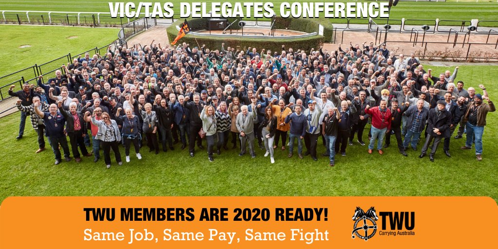 TWUAus's tweet photo. @TWUVicTas delegates from all sectors and companies came together in August to prepare for one, united fight. #SameJobSamePaySameFight #AusUnions #TWUandProud https://t.co/NWMxz3B5Jv