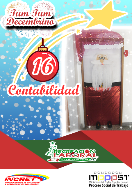 RecreLaboral's tweet photo. Llegó la Navidad!! Y así se animaron los trabajadores/as a decorar sus puertas, motivados a ganar el Concurso Tum Tum Decembrino.
⬇
Puerta N°16 Contabilidad. Siguenos y Dale Like ❤ 
@NicolasMaduro @EduardoPinateS @MPPPSTVe @IncretComunica #13Dic #PetroAguinaldo https://t.co/ck86fqVjIh