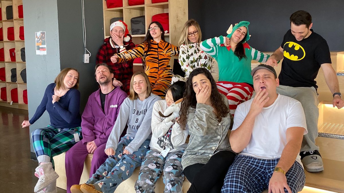 TrackTik's tweet photo. Pyjama Day here at the #TrackTik HQ. This is the team before ☕ #FridayFeeling https://t.co/tyB3gd579V