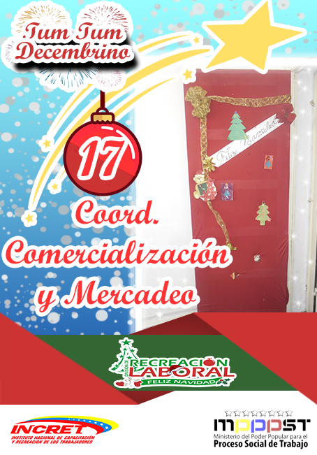 RecreLaboral's tweet photo. Llegó la Navidad!! Y así se animaron los trabajadores/as a decorar sus puertas, motivados a ganar el Concurso Tum Tum Decembrino.
⬇
Puerta N°17 Coordinación de Comercialización y Mercadeo. Siguenos y Dale Like ❤ 
@NicolasMaduro @EduardoPinateS @MPPPSTVe @IncretComunica #13Dic https://t.co/1TyMpBU0lH