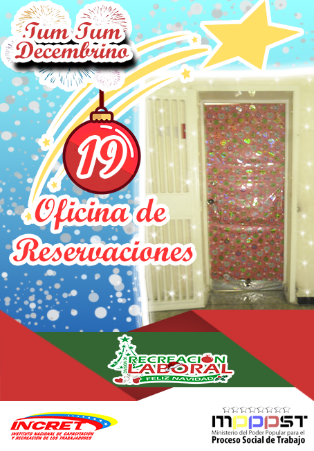 RecreLaboral's tweet photo. Llegó la Navidad!! Y así se animaron los trabajadores/as a decorar sus puertas, motivados a ganar el Concurso Tum Tum Decembrino.
⬇
Puerta N°19 Oficina de Reservaciones. Siguenos y Dale Like ❤ 
@NicolasMaduro @EduardoPinateS @MPPPSTVe @IncretComunica #13Dic #PetroAguinaldo https://t.co/K8KfVNZDuB