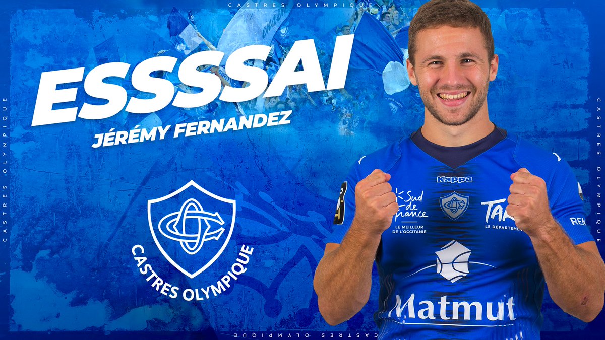 CastresRugby's tweet photo. ⏱ 74' | 2️⃣2️⃣-1️⃣0️⃣
ESSAI POUR LE CASTRES OLYMPIQUE, l'essai du bonus ! Suite à une mêlée, Jérémy Fernandez s'échappe avec le ballon et inscrit sont premier essai avec les pros ! C'est transformé : 22-10.
#CASvENI https://t.co/GjtyJcdYgd