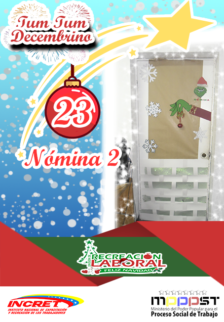 RecreLaboral's tweet photo. Llegó la Navidad!! Y así se animaron los trabajadores/as a decorar sus puertas, motivados a ganar el Concurso Tum Tum Decembrino.
⬇
Puerta N°23 Nómina 2. Siguenos y Dale Like ❤ 
@NicolasMaduro @EduardoPinateS @MPPPSTVe @IncretComunica #13Dic #PetroAguinaldo https://t.co/rxDqgsmBgK