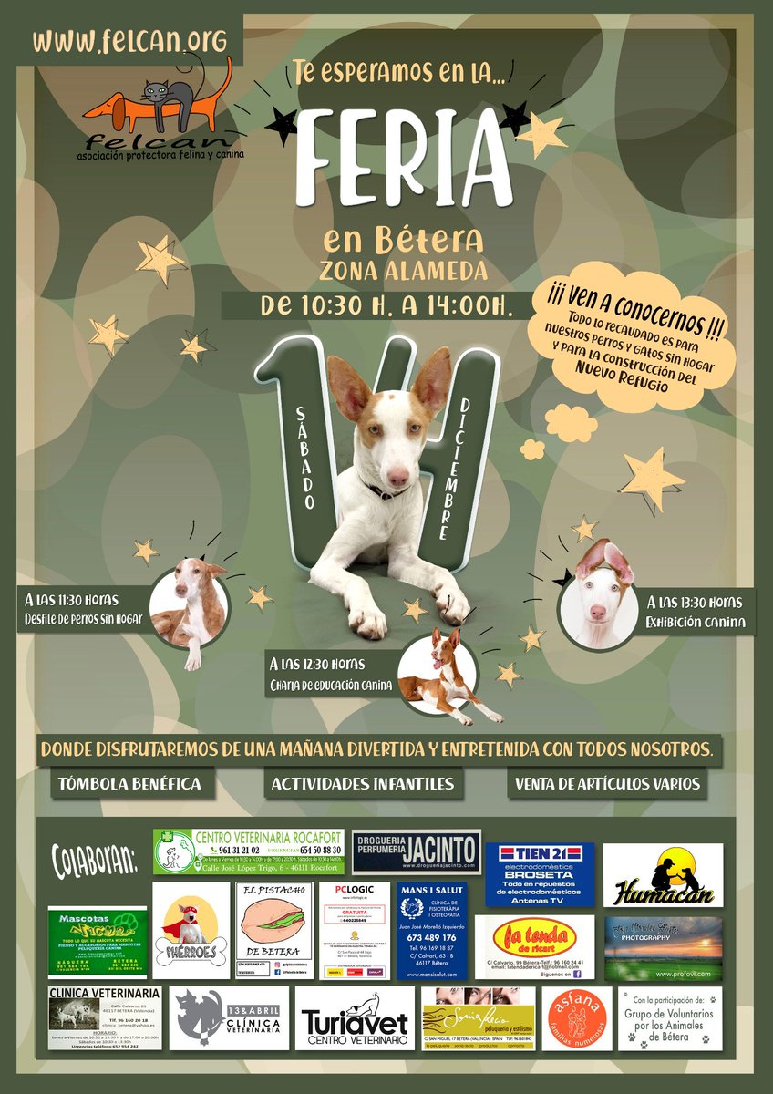 ¡Oye! Que mañana tenemos feria animalista en Bétera, con un montón de actividades y de cositas para vuestra mascotas con las que podréis ayudar a construir un refugio. ¿Se os ocurre un plan mejor?