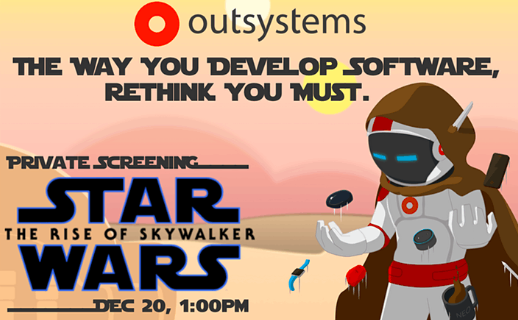 amfolan's tweet photo. Attn. IT leaders in #Dallas  Register to receive 2 tickets* to attend our exclusive premiere of #StarWars:Rise of #Skywalker Fri. Dec. 20th 1pm. Each attendee will receive a $15 gift card for snacks also! Register Now: https://t.co/yN421pLNwu @OutSystems https://t.co/e4WhnYCRhD