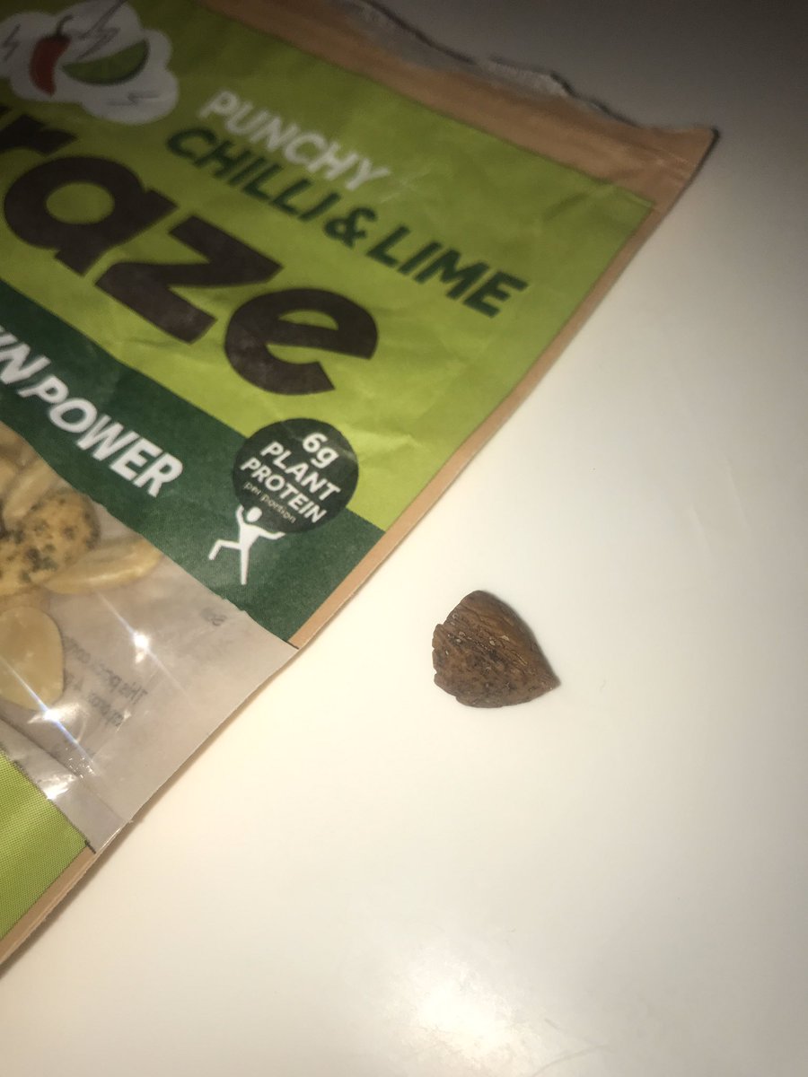 AndyHill84's tweet photo. Be careful when shovelling handfuls of @grazedotcom nuts down your neck. I nearly broke my teeth on this shell! Must remember to check first https://t.co/UEEUHaR8y4