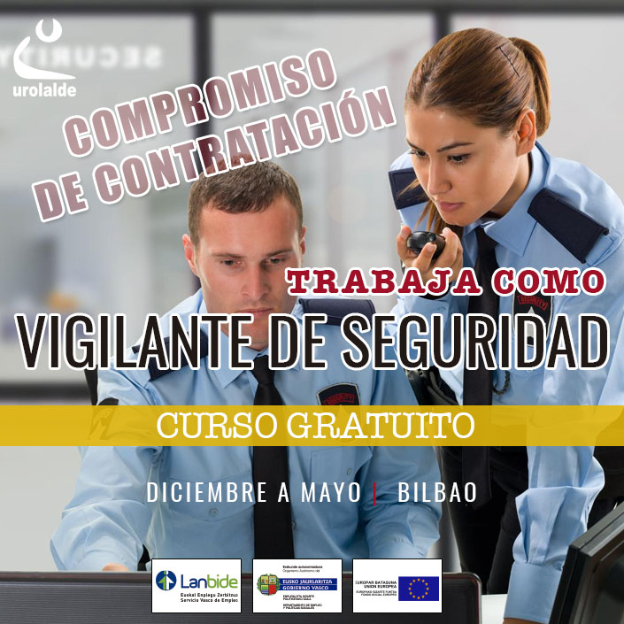 urolalde's tweet photo. ❗️OPORTUNIDAD DE TRABAJO ❗️
#TRABAJA COMO #VIGILANTE DE #SEGURIDAD
#Curso #gratuito #CONTRATACION
📆 27/12 a 19/05 (310h)
⏱ Mañana o tarde
🚩 #Bilbao
👥 #desempleados 
🏅 Requisitos: ESO o equiv.
bilbao@urolalde.net o 657362727
🏃‍♀️inscríbete en https://t.co/F5jeKmNUG2 y oficinas https://t.co/M5mh5NVvRa