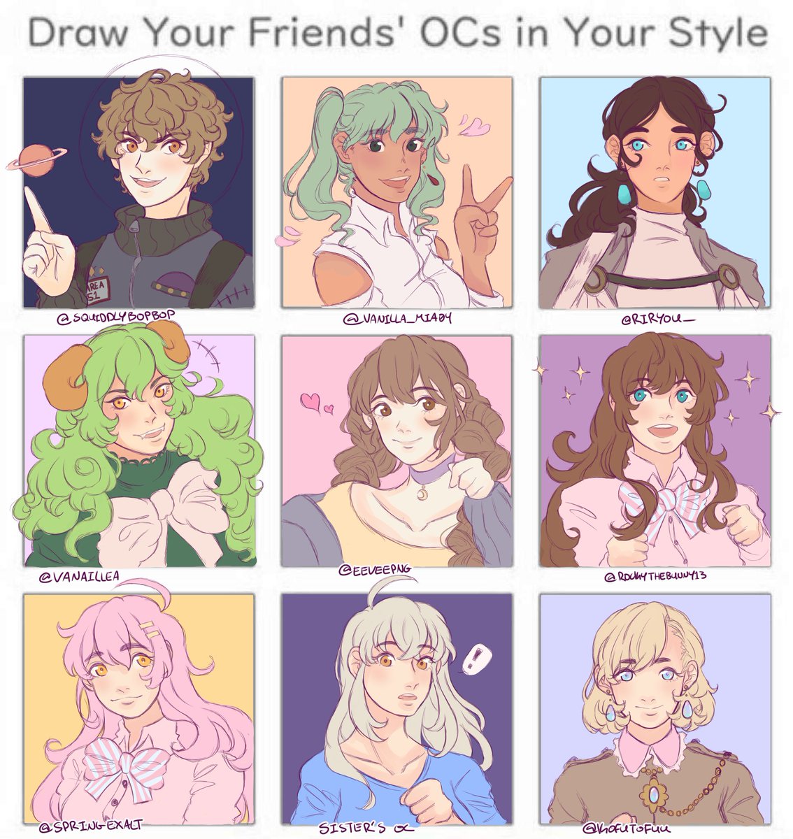 finally got around to finishing these!! everyone's oc are so cute and unique I loved drawing them sm ?? 
