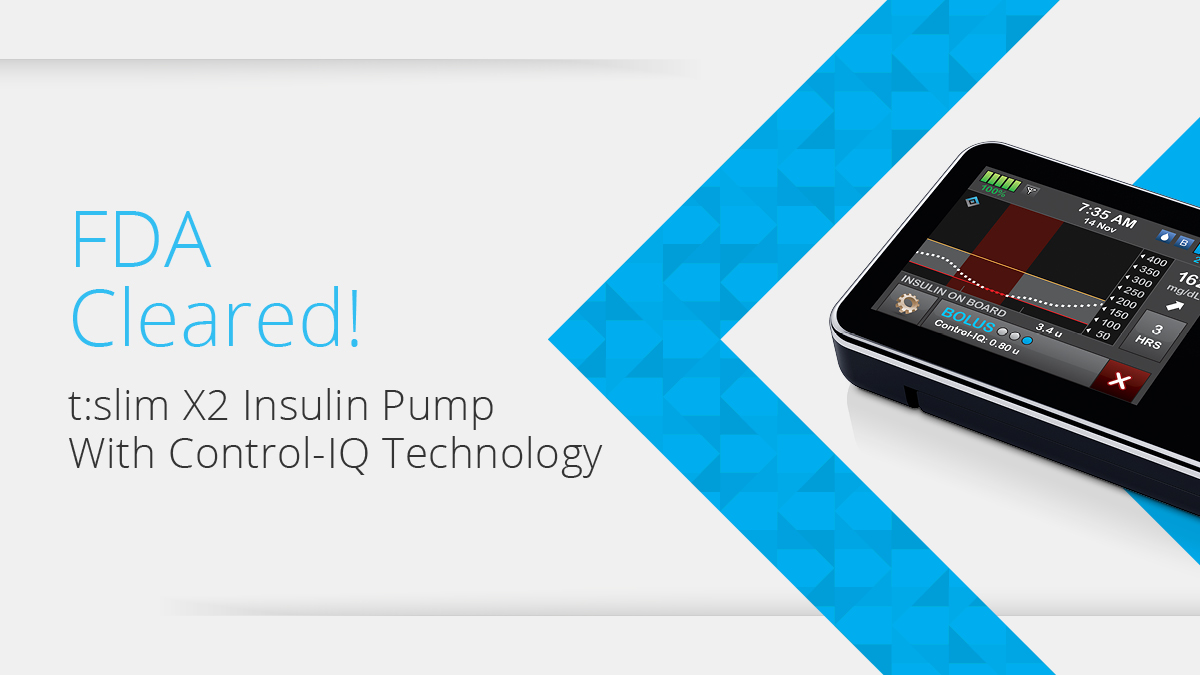 📢We received FDA clearance for the t:slim X2 pump with Control-IQ technology, designed to help increase time in range, as measured by CGM, by predicting &amp; helping prevent both highs &amp; lows. bit.ly/38BjZO5

For boxed warning &amp; indications: tandemdiabetes.com/safetyinfo