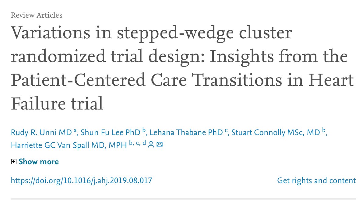rudyunni's tweet photo. Just found out this weekend my work was accepted to the American Heart Journal! So here's a little mini tweetorial on a clinical #trialdesign that I've been studying over the past 2 years or so: The #SWD (Stepped-Wedge Design #ClusterRCT).
 https://t.co/TcOdocRCvb