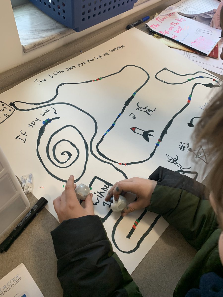 CaseyJeffers22's tweet image. Retelling and summarizing Fairy Tales using @Ozobot These kids never cease to amaze me! #codingweek #bres #robots