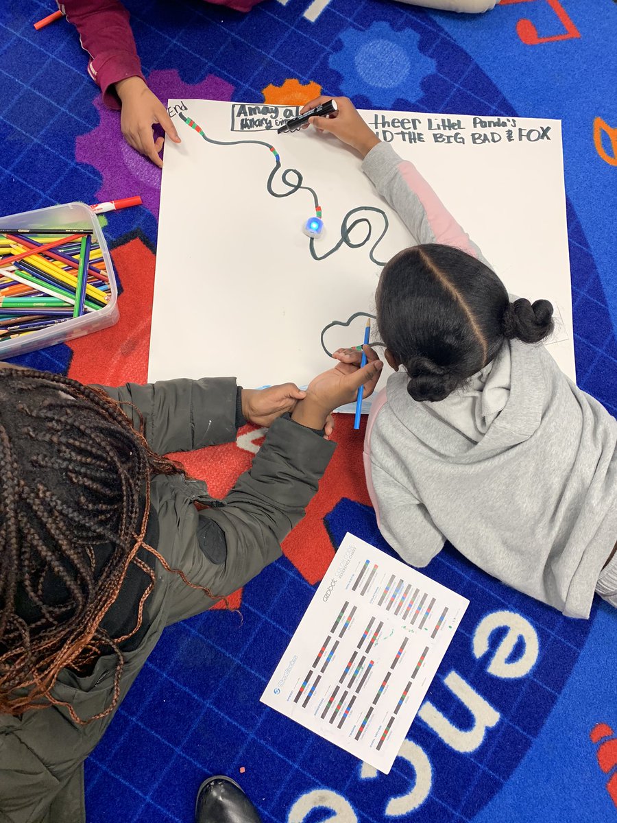 CaseyJeffers22's tweet image. Retelling and summarizing Fairy Tales using @Ozobot These kids never cease to amaze me! #codingweek #bres #robots