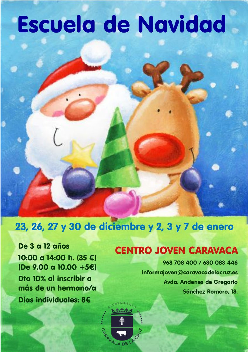 Adinor_'s tweet photo. Estas navidades necesitas conciliar la vida familiar, laboral y familiar @Adinor_ te da una opción en @AytodeCaravaca... La Escuela Navidad 2019. +info en el 630.828.698 https://t.co/WGgCv40gsi