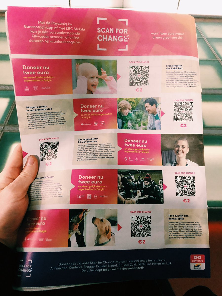 driesvaesen's tweet image. If you want to encourage behaviour, make it easy. Saw this in @metrobelgie today. By scanning the QR code you donate €2 to a good cause of your choice. I like it. What do you think? #behaviouraldesign #scanforchange #goodcause #charity
