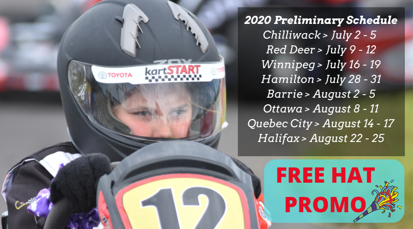 #kartSTART presented by <a href="/ToyotaCanada/">Toyota Canada</a>  has released the 2020 National Tour Schedule! Will we see you there? Give the Gift of Safety this year!!

Big HOLIDAY PROMO on right now! Every Registration purchased will receive one of our Cool Grey Hats!! 
Go to kartstart.ca/national-tour-…