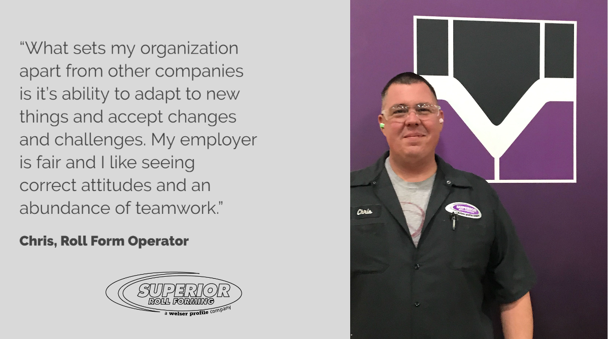 SuperiorRoll's tweet photo. Chris is our Roll Form Operator on Line1. He likes seeing great teamwork &amp; positive attitude at work. Wanna be part of our company? See our open job positions https://t.co/IbTdqLNWjO ->Join our Team! #rollforming #hiring #ohiojobs #jobsearch #manufacturing #steel #medinacounty https://t.co/Nxg789mI5M