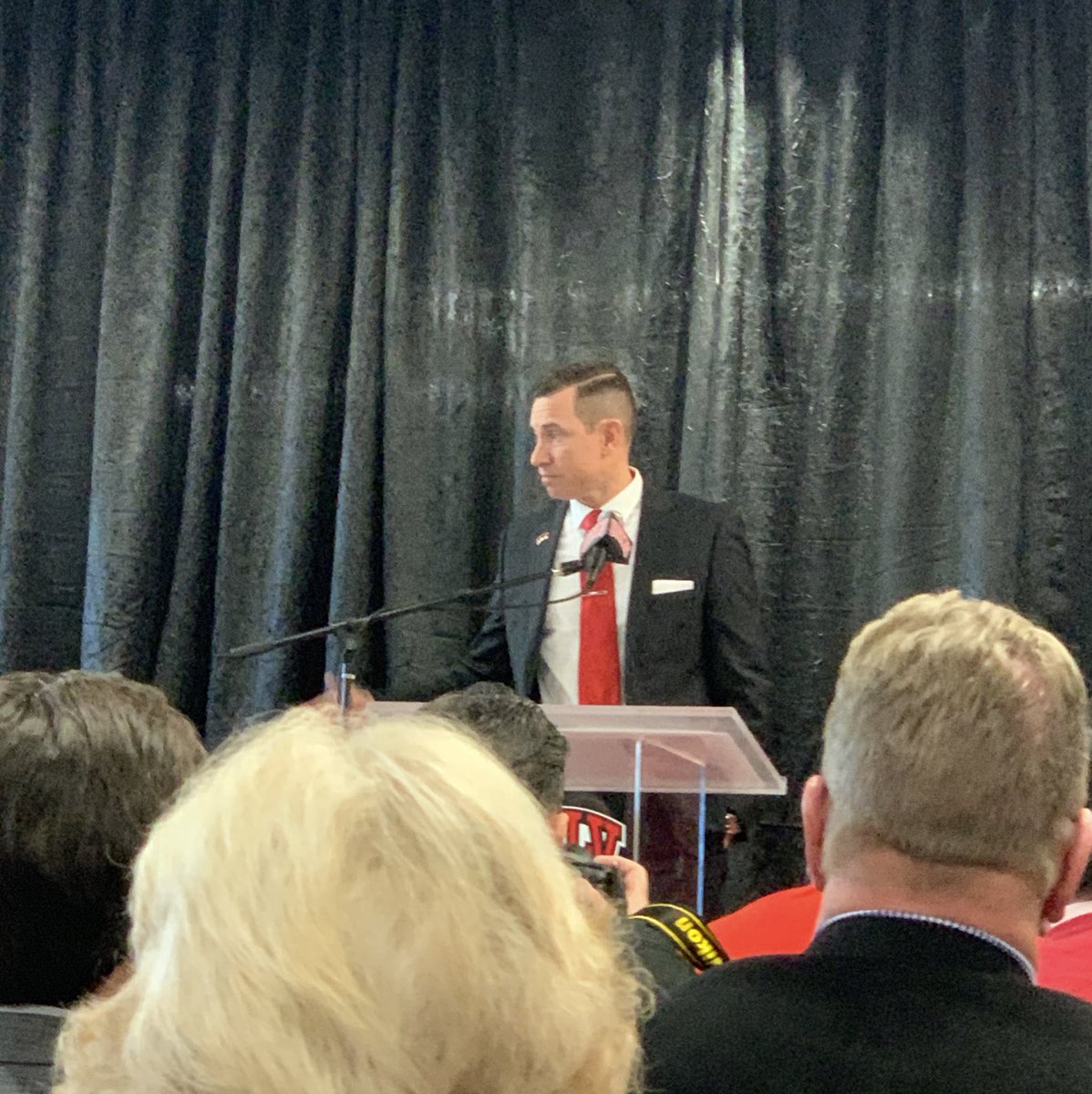 ntylion92's tweet photo. On behalf of the @UNLVFootballF was happy to attend todayโs press conference and welcome @coacharroyo as the new head coach of @unlvfootball! Whoโs ready for 2020? ๐โโ๏ธ #UNLVFB #BEaREBEL #JoinSupportCheer https://t.co/V6hFYPbIeq