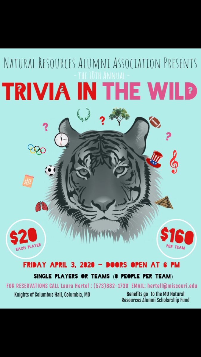 SNR_alumni's tweet photo. We can’t believe it’s this time of your again! We are excited to celebrate the 10th year of Trivia in the Wild!! Start getting your teams together for some fun and trivia with friends. https://t.co/GCRw2RXIO4