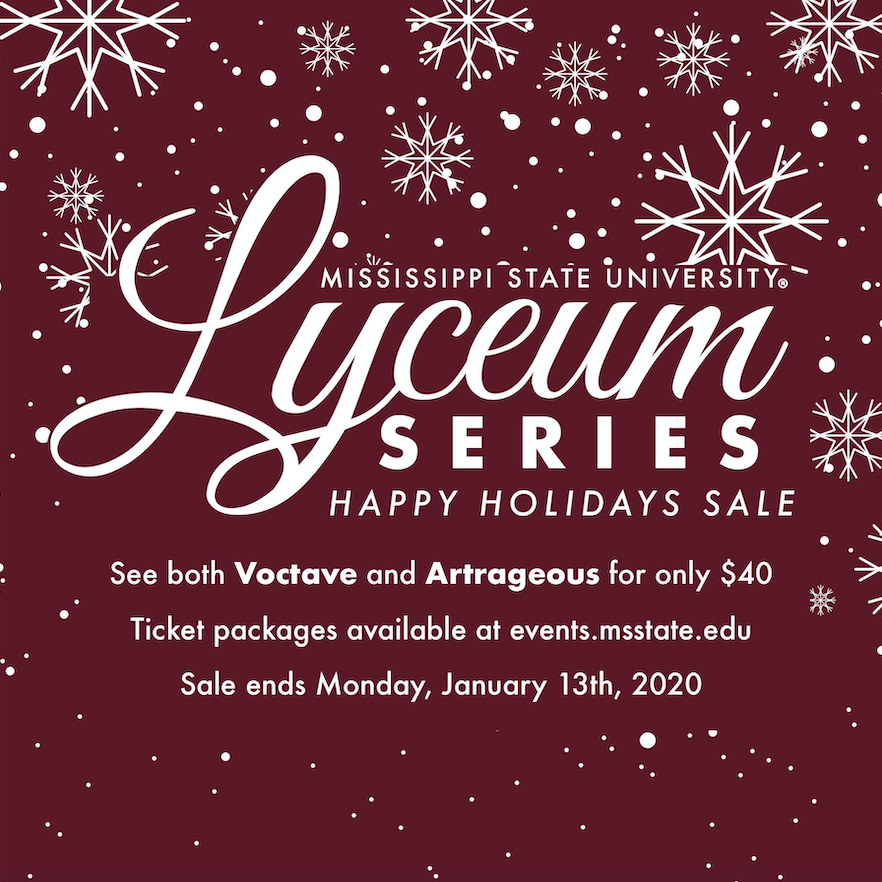 MSU_Lyceum's tweet photo. We're having a holiday sale! For a limited time, you can see two great performances for only $40! 

Details and the sale can be found at https://t.co/W3uBop0mKh 

🎁🎄🎁 https://t.co/VZgoSiavHb