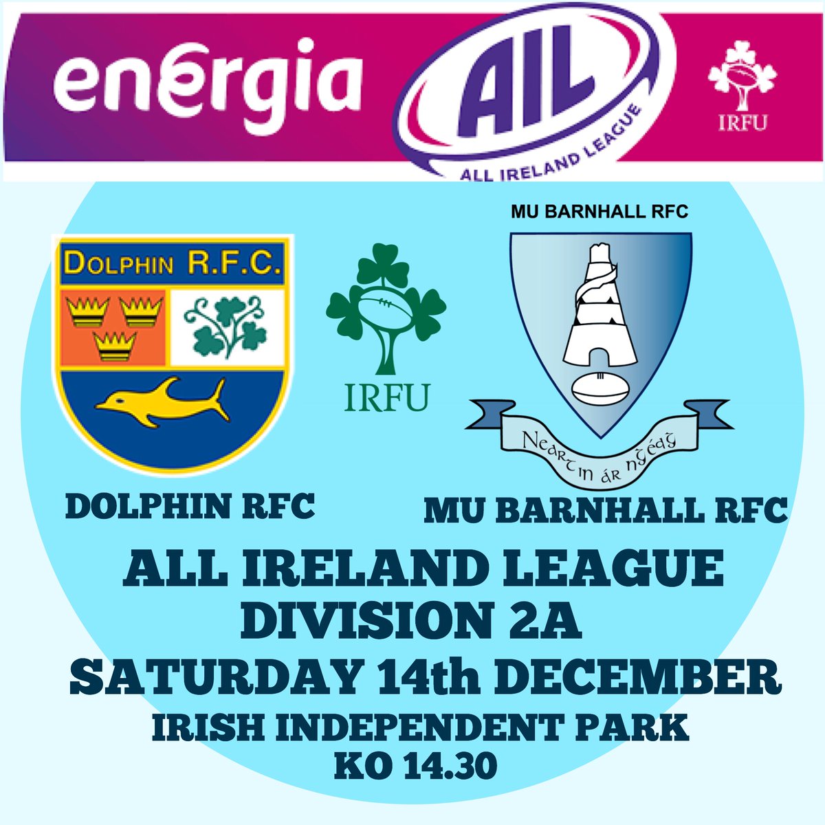 mubarnhallrfc's tweet photo. Tomorrow the 1st XV make the journey to Irish Independent Park in Cork to take on Dolphin RFC in our last Energia All Ireland League fixture before Christmas. Go well gentlemen and the very best of luck💙 https://t.co/DSD5NKgjiA