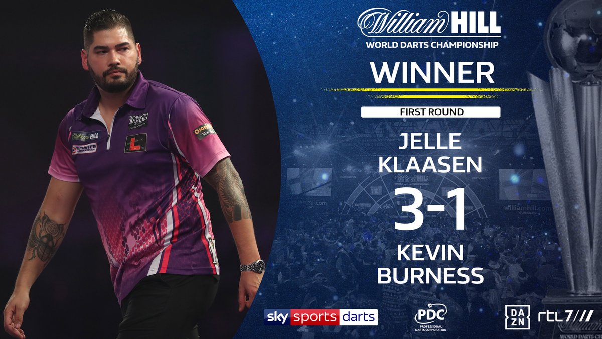 WINNER!

Jelle Klaasen gets the first win of the 2019/20 William Hill World Darts Championship, beating Kevin Burness 3-1.
