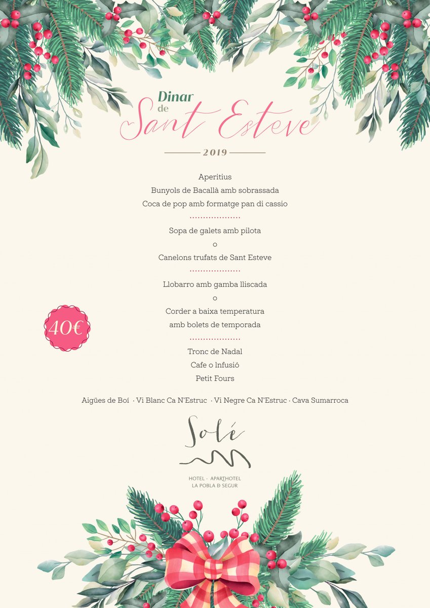 Dinar de Sant Esteve
🍽
🍽
#hotel #hotelsolé #aparthotel #hotelsole #santesteve #festa #festes #nadal #pallars #lapobladesegur #pobla #pallarsjussa #pallarsjussà  #restaurant #restaurante #lleida #pirineus