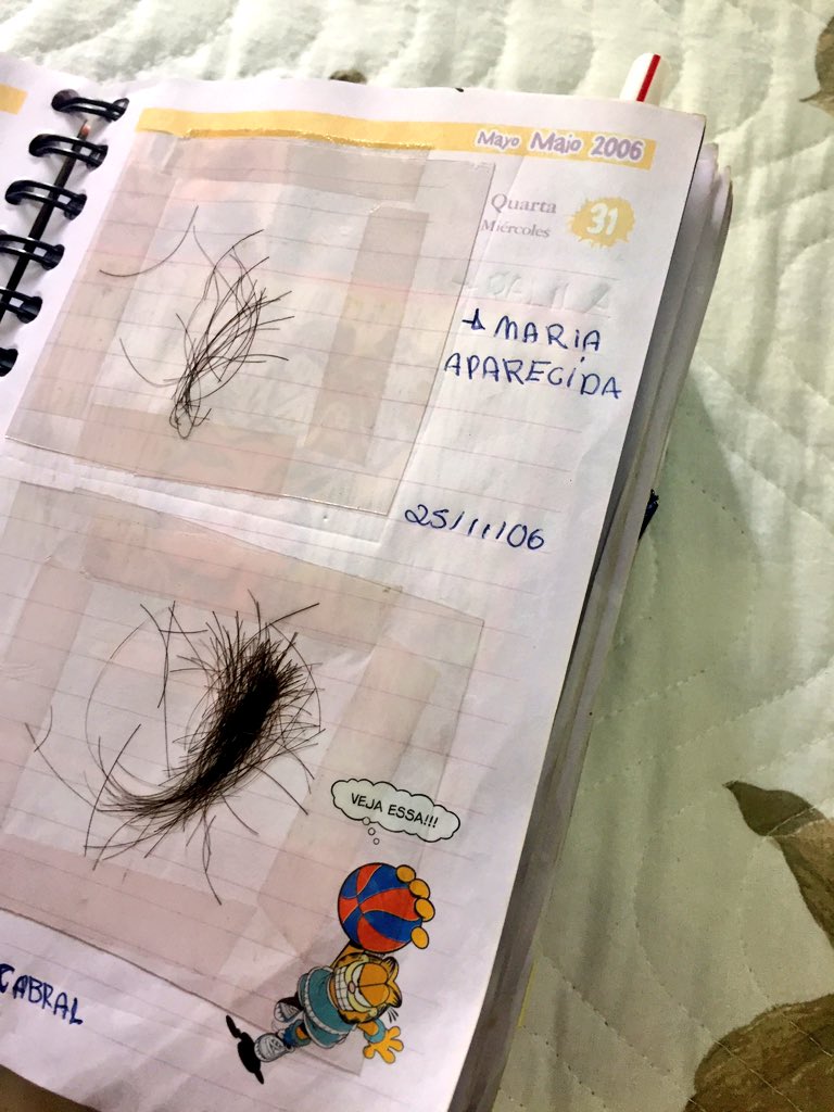 fellipedondoni's tweet photo. No ensino fundamental eu cortava escondido o cabelo das pessoas dormindo e colava na agenda, eu era loko https://t.co/8vdTj1YcDP