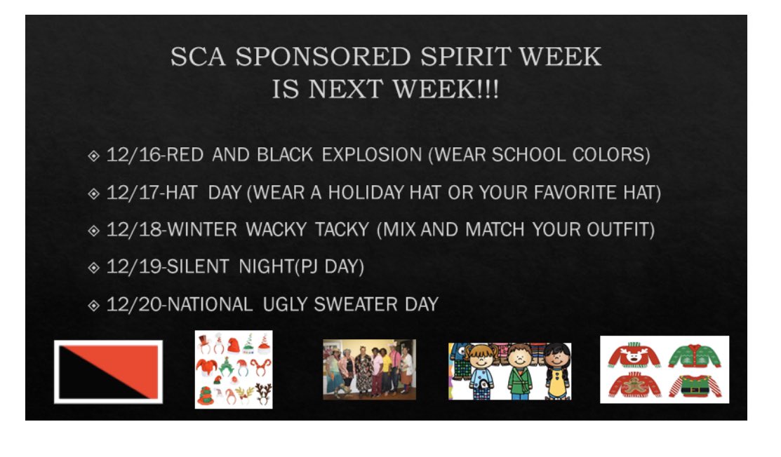 merica_ke's tweet photo. Hey Seminoles! Don't forget that the SCA is sponsoring a spirit week next week! We can't wait to see all your Red and Black on Monday! @woodbridge_ms #WMSSeminoles https://t.co/mw4T8YoMbA